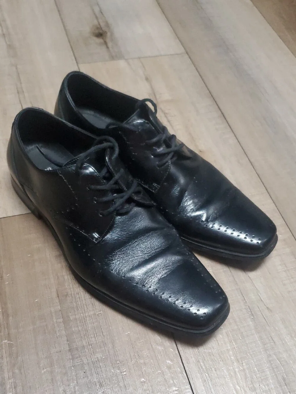 Stacy Adams Black Leather Lace-Up Dress Oxfords